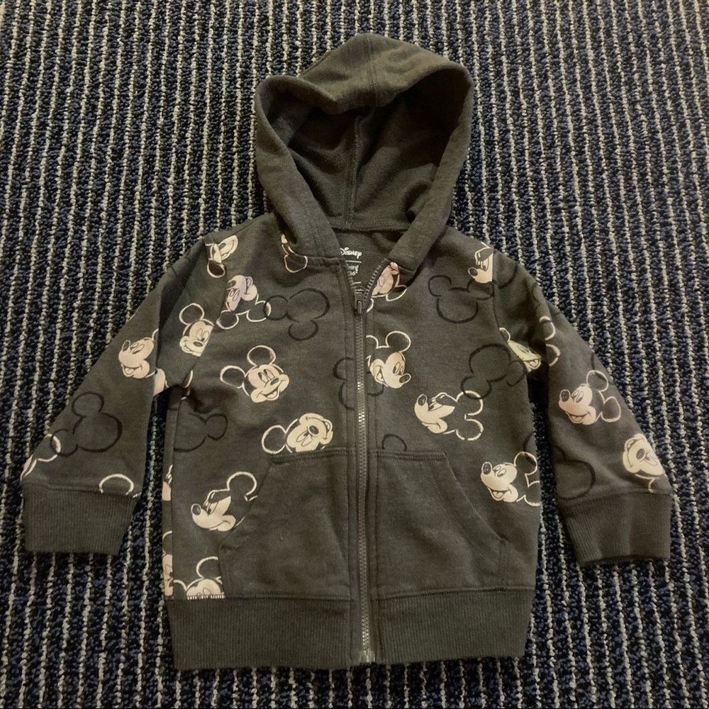 EUC Mickey Mouse Full Zip Gray Toddler Jumping Beans Emotional Faces Sweatshirt
